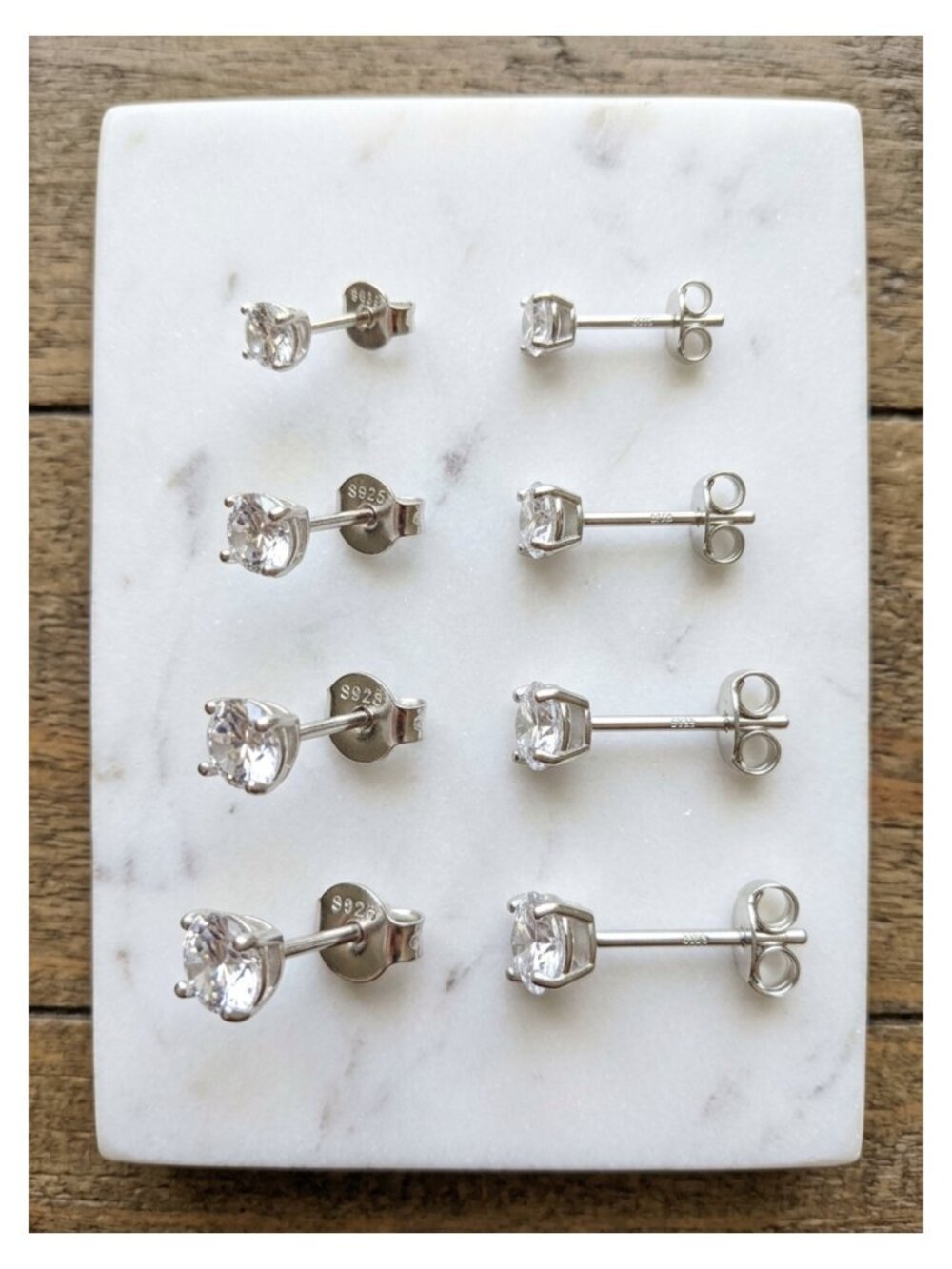 925 Sterling Silver Stud Earrings Set White Gold Plated Hypoallergenic Cubic